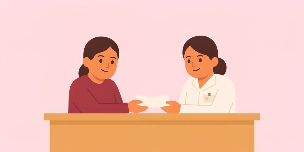 Una persona entrega su certificado médico en la ventanilla del hospital.
